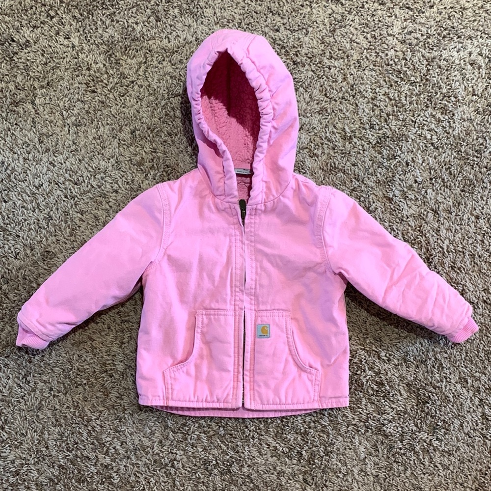 Carhartt Girls 18m Jacket with Sherpa Lining in Pink